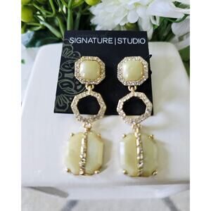 💘 Pick 3 For $15 Signature Studio Gold Cream Rhinestone Earrings New